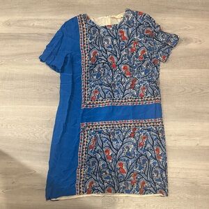 Tory Burch Blue and Red Floral Mini Dress